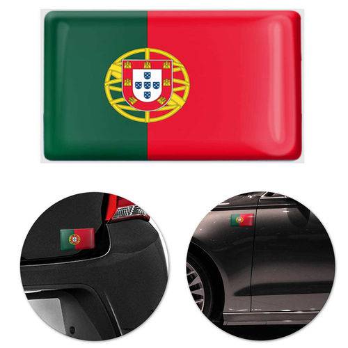 Adesivo Resinado Poliéster Bandeira de Portugal 9cm Aplicação em Verso Autocolante