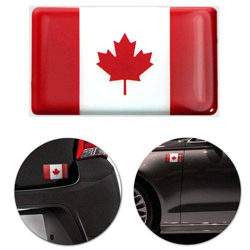 Adesivo Resinado Poliéster Bandeira do Canadá 9cm Aplicação em Verso Autocolante