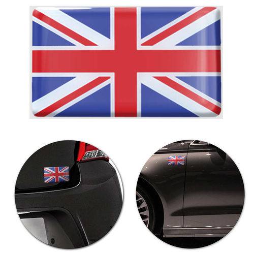 Adesivo Resinado Poliéster Bandeira do Reino Unido 9cm Aplicação em Verso Autocolante