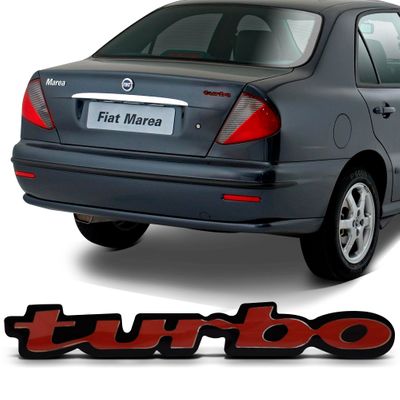 Adesivo Resinado Turbo do Porta Malas - Marea 1998 a 2007 - Vermelho