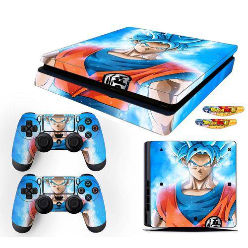 Adesivo Skin Playstation 4 Slim Goku Super Sayajin Blue