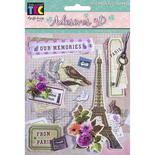 Adesivo Tags 3D Memórias de Paris Toke e Crie - 19382 - AD1818