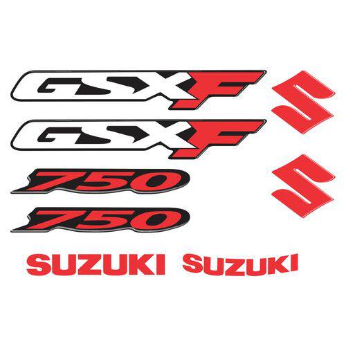 Adesivo Tanque Moto Suzuki Gsxf750 Resinado Branco Vermelho