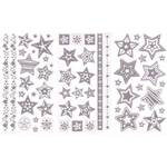 Adesivo Tecido Glitter Estrelas 3 Unidades Prata Ad1006 - Toke e Crie