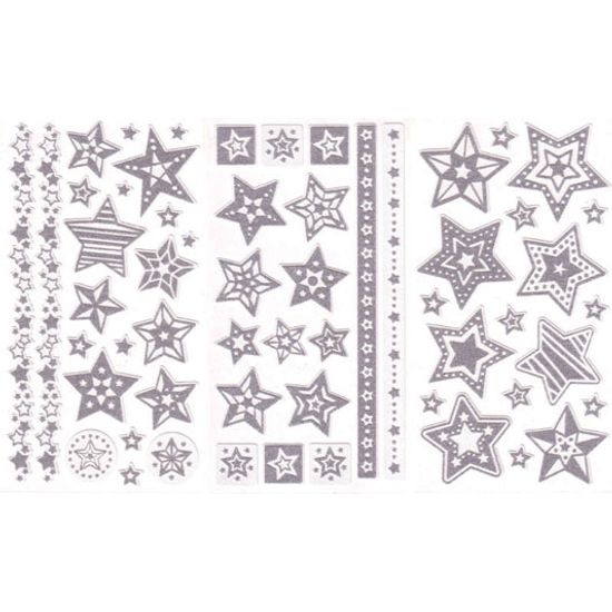 Adesivo Tecido Glitter Estrelas 3 Unidades Prata Ad1006 - Toke e Crie