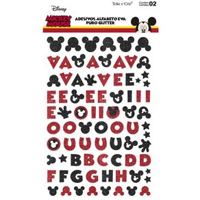 Adesivos Alfabeto EVA Puro Glitter Mickey Mouse Ref.20805-ADD18 Toke e Crie