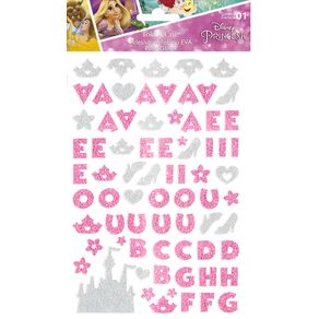 Adesivos Alfabeto EVA Puro Glitter Princesa Rosa Ref.20806-ADD19 Toke e Crie