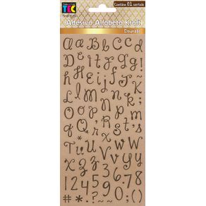 Adesivos Alfabeto Kraft Dourado Escrito à Mão Minúsculo Ref.17876-AD1809 Toke e Crie