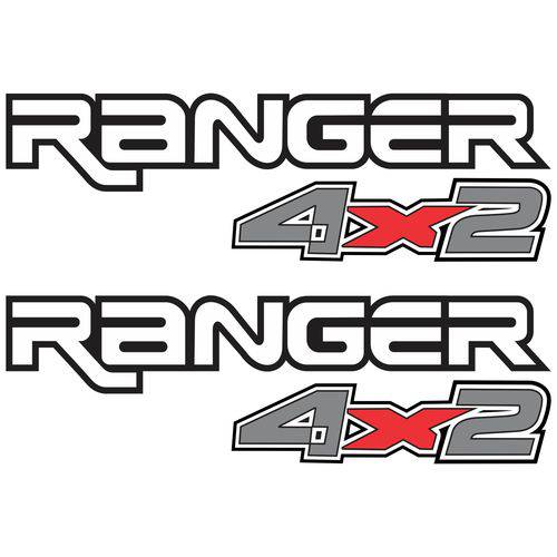 Adesivos Faixa Caçamba Ford Ranger 4x2 Cinza e Vermelho