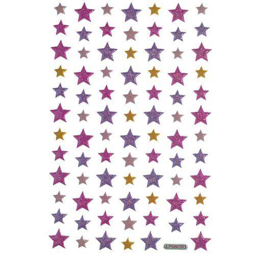 Adesivos Mini Puffy com Glitter Estrelas 17809 Toke e Crie