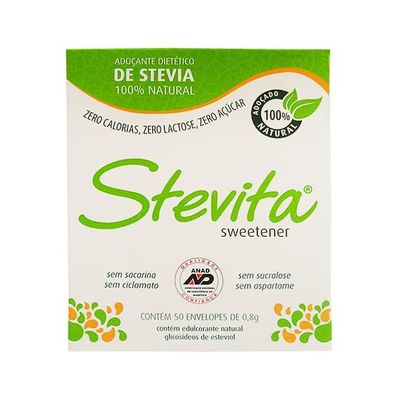 Adoçante Dietético de Stevia 100% Natural com 50 Sachês de 0,8g - Stevita
