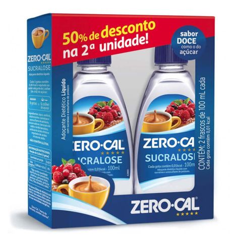 Adoçante Dietético Líquido Sucralose 100ml C/2 - Zero-Cal