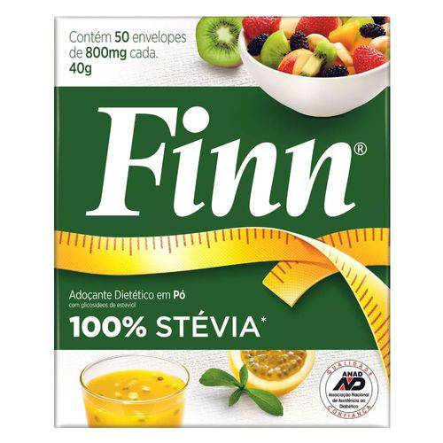 Adoçante em Pó Finn 100% Stevia C/ 50 Envelopes