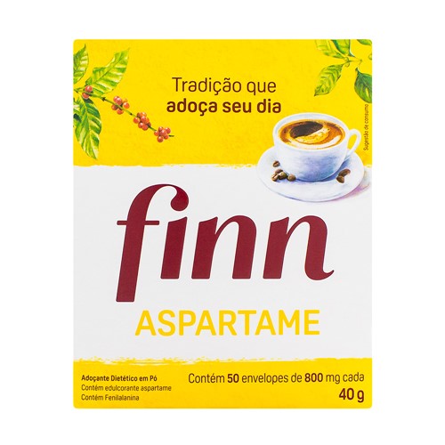 Adoçante Finn Aspartame Pó 40g com 50 Envelopes de 0,8g Cada