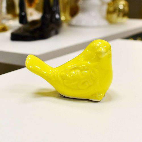 Adorno Pássaro em Cerâmica Amarelo - 56815