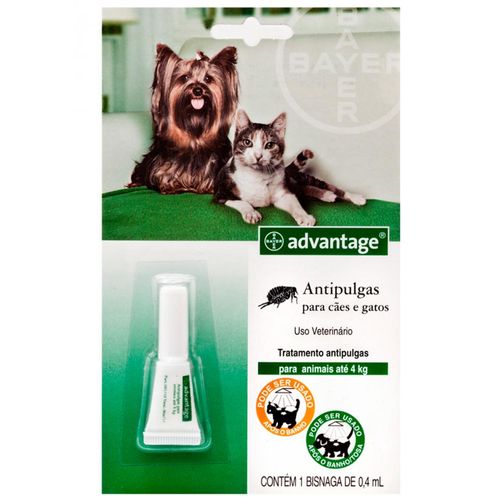 Advantage Cães e Gatos Até 4Kg - 0,4mL Antipulgas Bayer 0,4ml