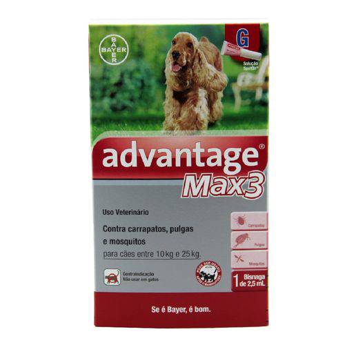 Advantage Max 3 - para Cães de 10 a 25kg - Pipeta com 2,5ml