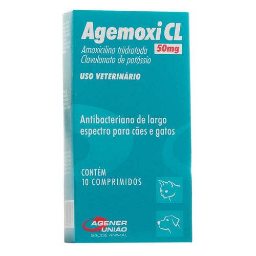 Agemoxi Cl 50 Mg Antibiótico Agener 10 Comprimidos