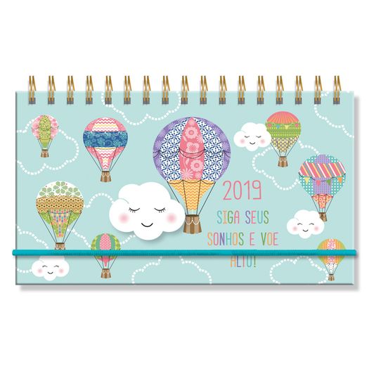 Agenda 2019 Balões e Nuvem Semanal Mini Esp 6418 Fina Ideia