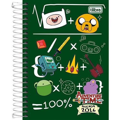 Agenda Diária Adventure Time Fundo Verde 2016 - Tilibra