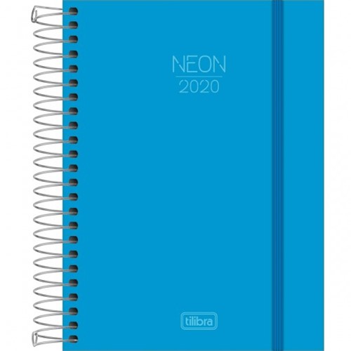 Agenda Espiral Diária Capa Plástica Neon Azul 2020