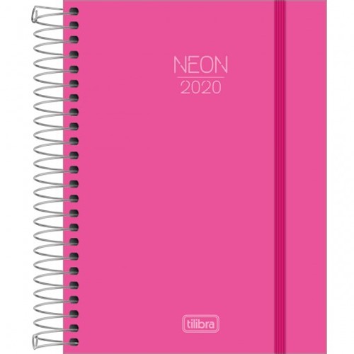 Agenda Espiral Diária Capa Plástica Neon Rosa 2020