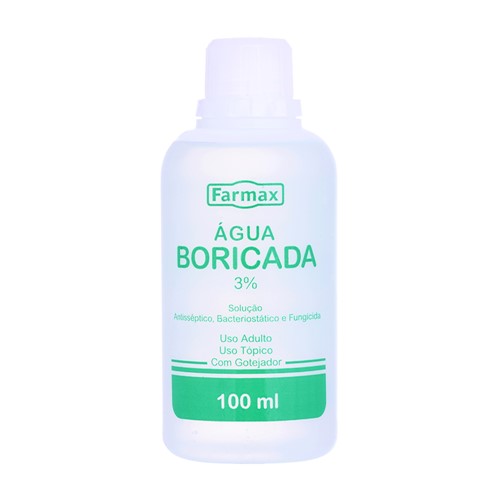 Água Boricada Farmax com 100ml com Gotejador