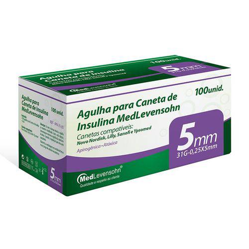 Agulha P/ Caneta de Insulina MedLevensohn 31G 5mm C/100 Unid