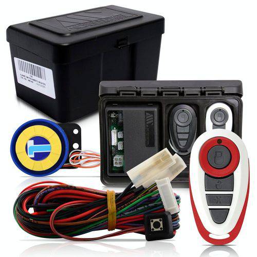 Alarme Automotivo Universal Microcontrol com Bloqueador Antifurto + Capa Controle Branco e Vermelho