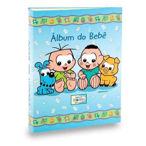 Álbum do Bebê Cebolinha e Cascão Azul - 120 Fotos 10x15 Cm - 25x20,5 Cm