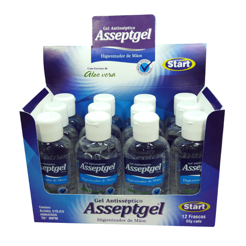 Álcool Gel 70% Asseptgel Cristal 52ml Antiséptico - 12 Unidades 1023235