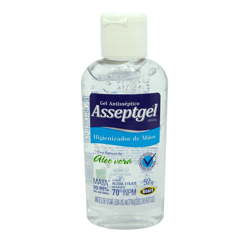 Álcool Gel 70% Asseptgel Cristal 52ml Antiséptico 1023236