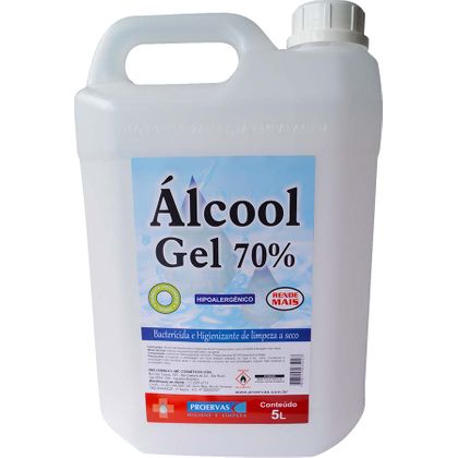 Álcool Gel 70 - Galão com 5 Litros - Proervas Álcool Gel Proervas 5 Litros
