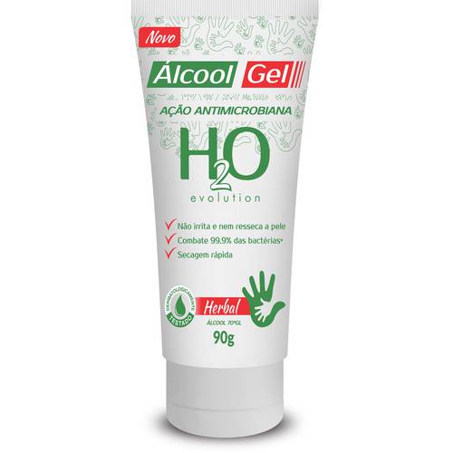 Álcool Gel H2o Herbal Bisnaga Antisséptico 90g