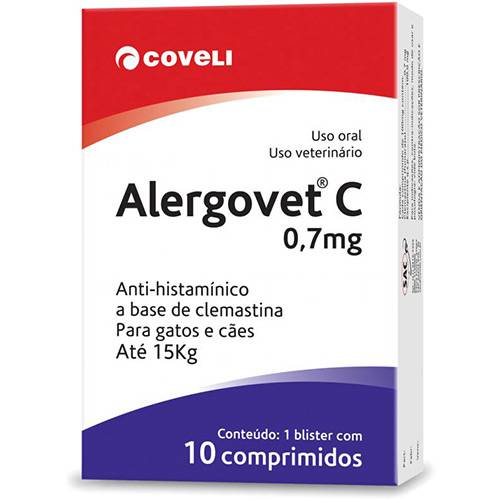 Alergovet C 0,7mg 10 Comprimidos - Coveli