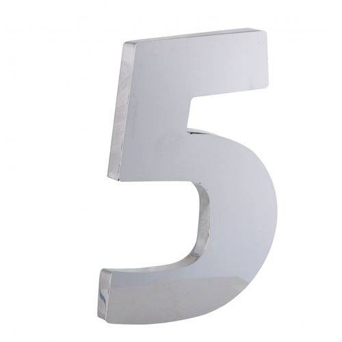 Algarismo ou Número 5 (Cinco) para Residência 12cm em Inox Corte LASER