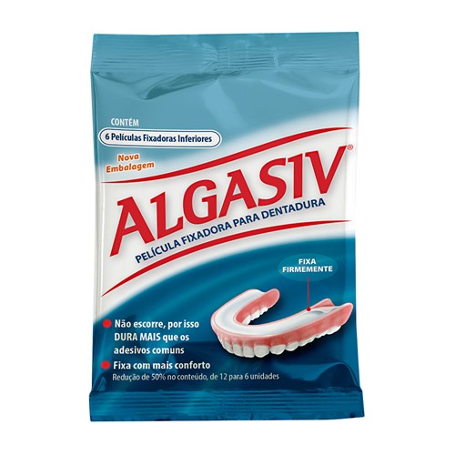 Algasiv Adesivos para Dentadura Inferior com 6 Unidades