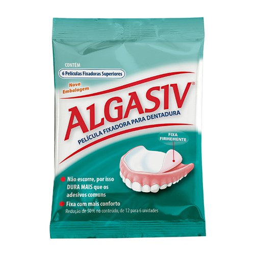 Algasiv Adesivos para Dentadura Superior com 6 Unidades
