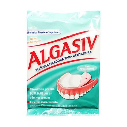 Algasiv Película Fixadora Superior para Dentadura 6 Unidades