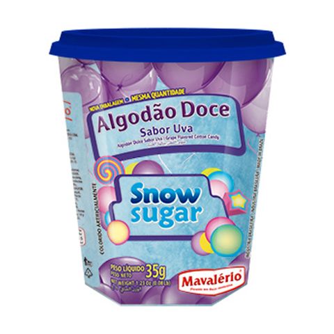 Algodão Doce Pronto Sabor Uva Snow Sugar 35g - Mavalério
