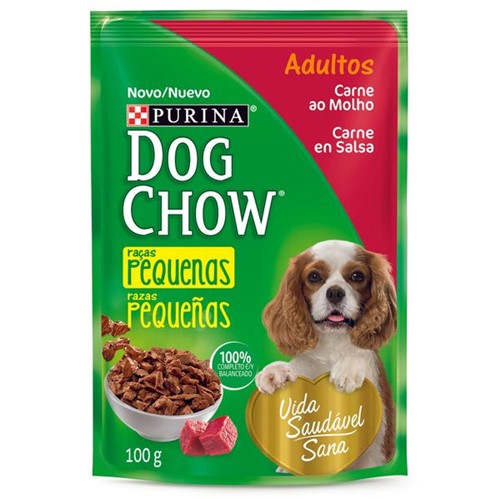 Alimento Cao Dog Chow 100g Adulto Racas Pequenas Carne Molho