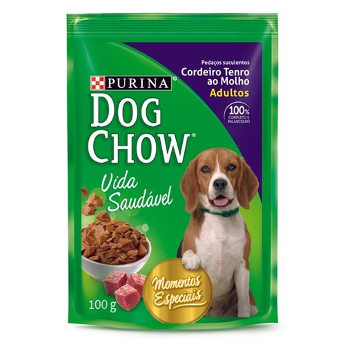 Alimento Cao Dog Chow 100g Sc ao Molho Cordeiro