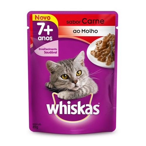 Alimento Gato Whiskas 85g Sac Ad 7 Mais Carne