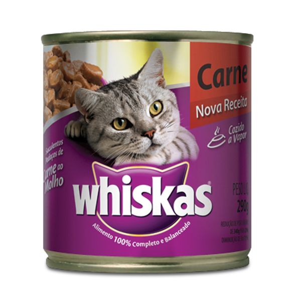 Alimento Gato Whiskas 290g Lata Adulto Carne ao Molho