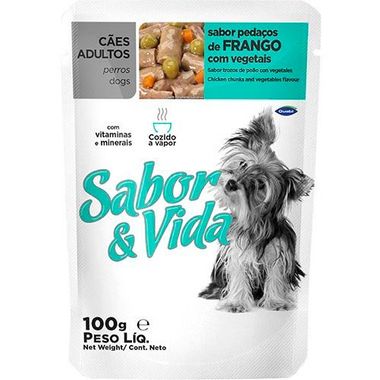 Alimento para Cães Adultos Sabor Frango com Vegetais Sabor & Vida 100g