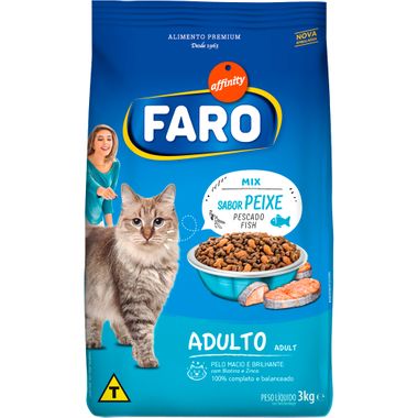 Alimento para Gatos Adultos Mix de Peixes e Vegetais Faro 3kg