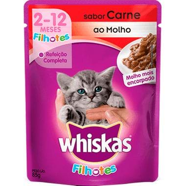 Alimento para Gatos Filhotes Sabor Carne Whiskas Junior 85g