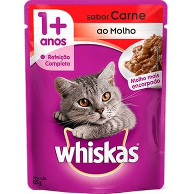 Alimento para Gatos Sabor Carne Whiskas 85g