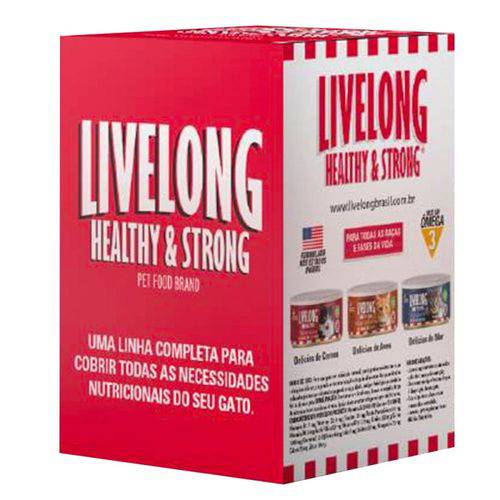 Alimento Úmido Livelong Gatos - Combo 3 Latas de 150g Cada