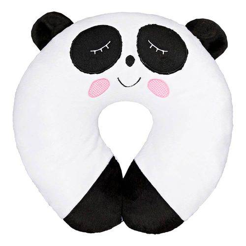 Almofada Apoio para Pescoço Bebê Pelúcia Importada Branco Panda